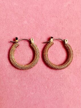 Rose Gold Textured Hoop Earrings